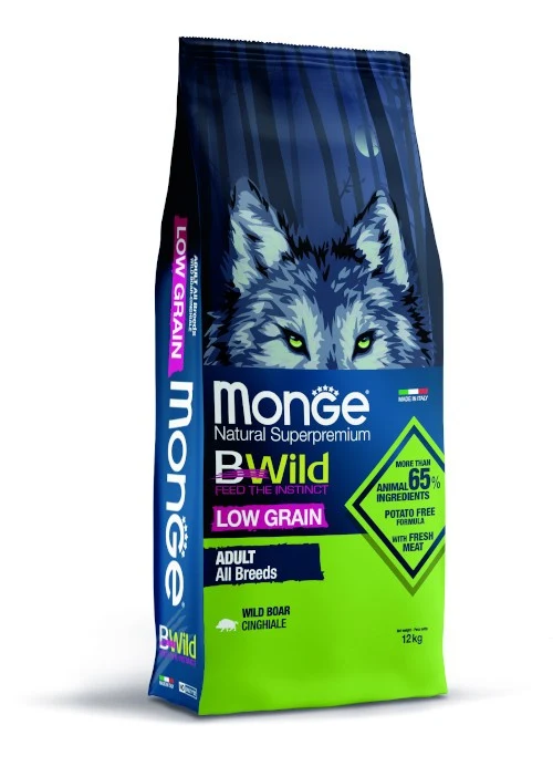 Monge BWild Low Grain All Breeds Adult — cinghiale, sacco 12 kg