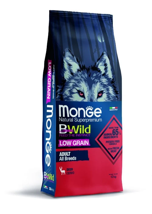 Monge BWild Low Grain All Breeds Adult — cervo, sacco 12 kg