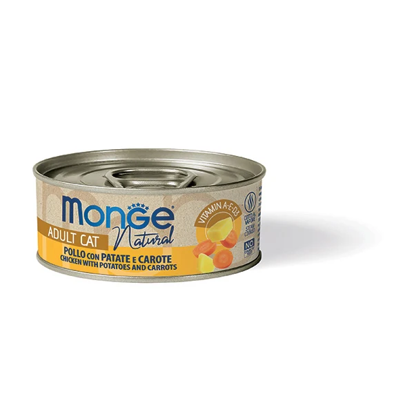 Monge Natural Adult — pollo con patate e carote, scatoletta 80 g